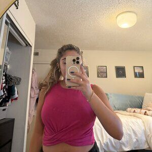 H&M Divided Hot Pink Twist-Front Tank Top